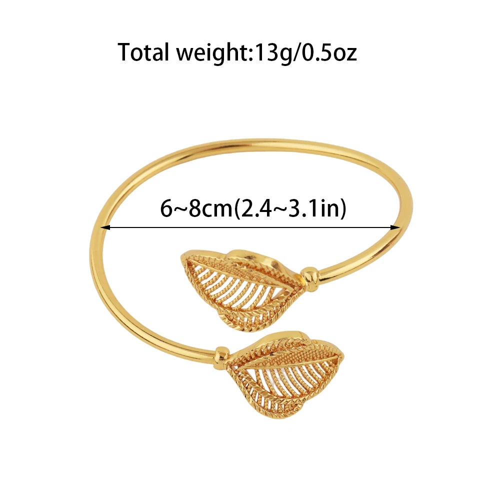 New Cuff Bracelet For Women Party Dubai Leaf Shape Bangles  Color Bangles Jewelry Accessories For Party Anniversary Gift