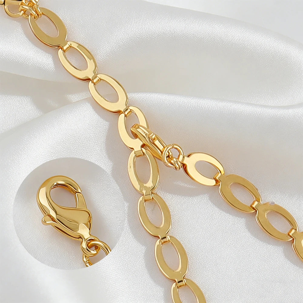 Round Beads Jewelry Sets for Women Trendy Necklace Geometry Earrings Gold Plated Charm Bracelet Ring Fashion Jewellery for Party