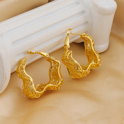 Vintage Boho Style Hoop Earrings for Women Ethnic Hollow Earrings Party Jewelry Gifts New Trend Accessories