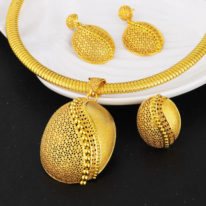 Sparkling Floral Bridal Set Gold Tone Necklace Earrings Women Indian Wedding Gift