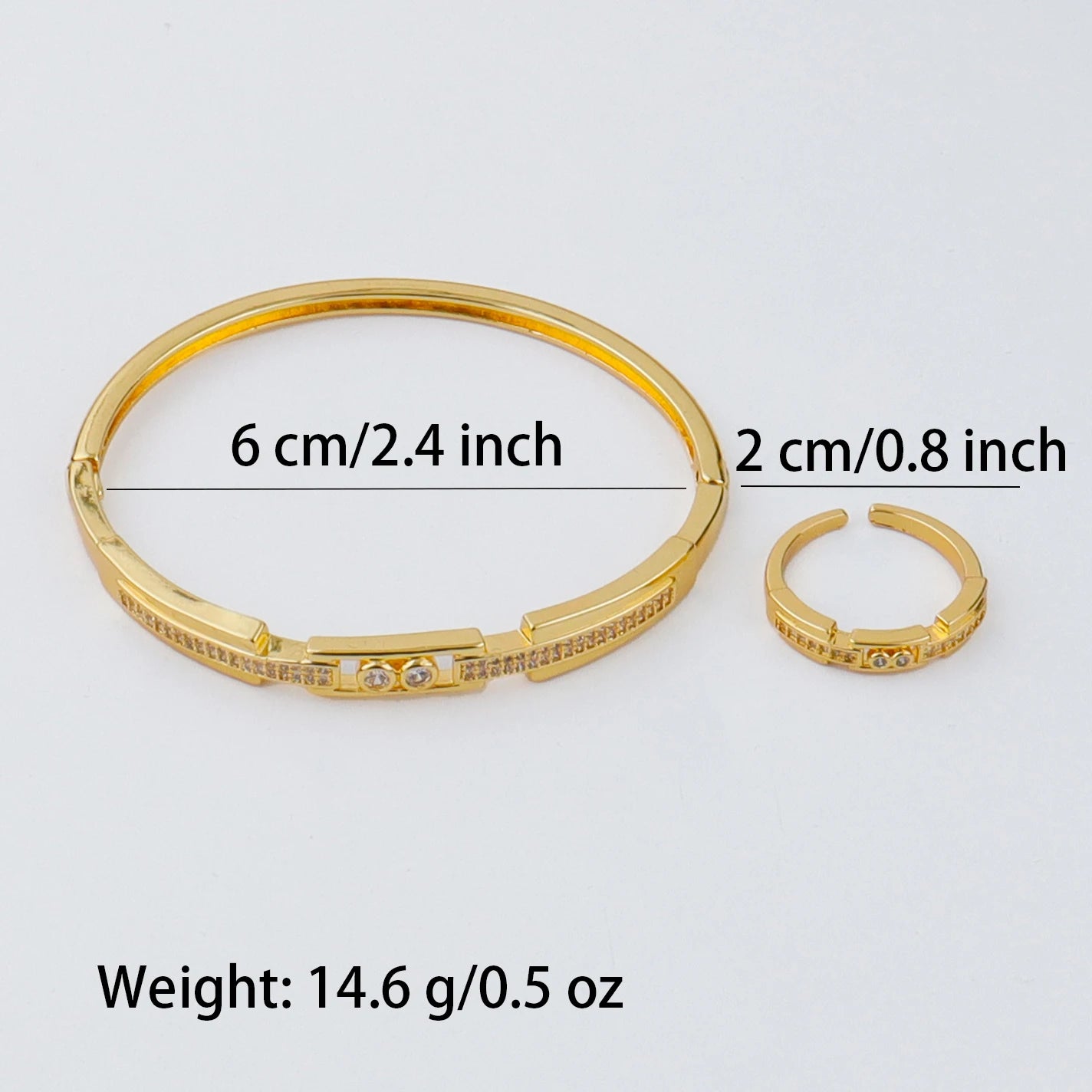 Handmade Golden Zircon Flower Bracelet with Sparkling Crystal Openwork Design Jewelry Set for Women Elegant Bangle Earring Acces