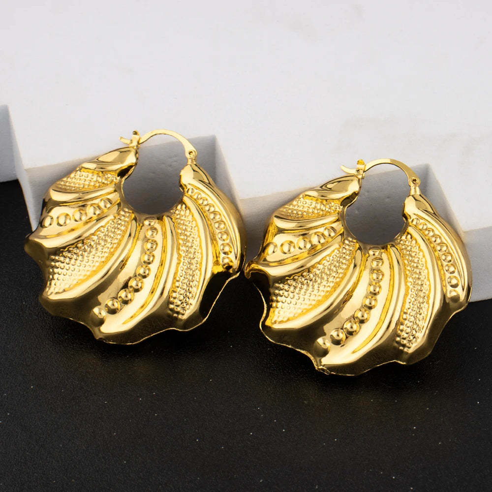 Exaggerated  Gold Color  Fashion Trend Chunky Hoop Earrings for Women free shipping halloween Charm African Wedding Party