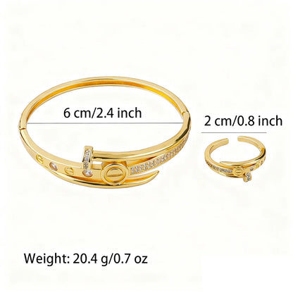 luxury jewelry accessories shine crystal design cocktail bracelet bangle ring bride weddings High Temperament  jewelry sets