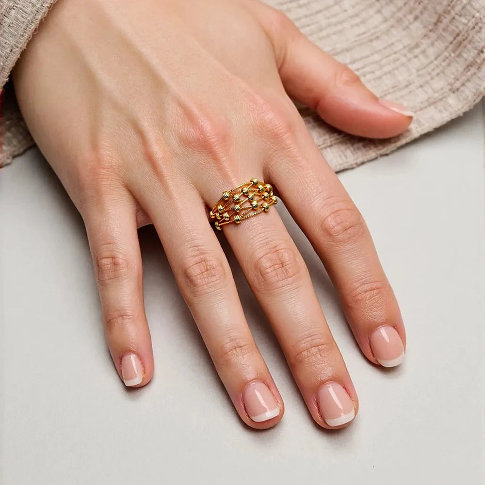 Fashion Multi Layer Twisted Circle Combination Bead Bracelet ring For Bohemian Women's Middle East Jewelry Set Festival Gifts