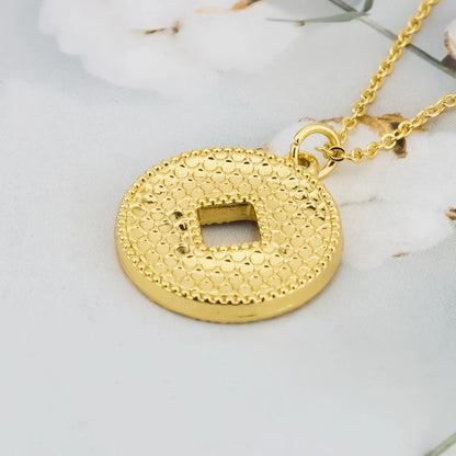 Color Women Earrings Clavicle Chain Set Gold Plated Coin Shape Pendant Delicacy Jewelry Set Fot Party Wedding Birthday Gift
