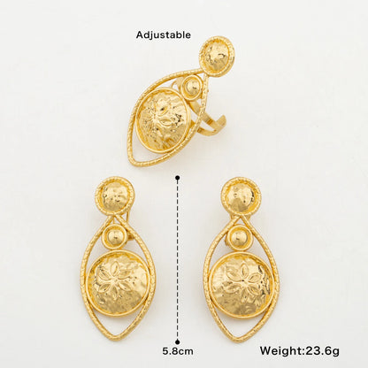 Fashion Women Jewelry Set for Party Clip Earrings and Finger Ring 2Pcs Set African Gold Color Earrings Ring Set for Weddings