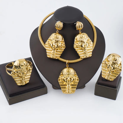 plated jewelry accessories italian hot selling wedding party Egyptian Pharaoh earrings bracelet ring earrings necklace