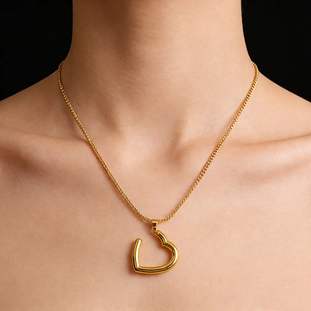 stainless steel heart woman necklace earrings 24K gold-plated jewelry set for women amazigh necklace Gift