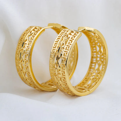 4set Gold Color Hoop Earrings for Women Exquisite Fashion Round Hollow-out Wedding Copper Earrings Engagement Jewelry Accessory