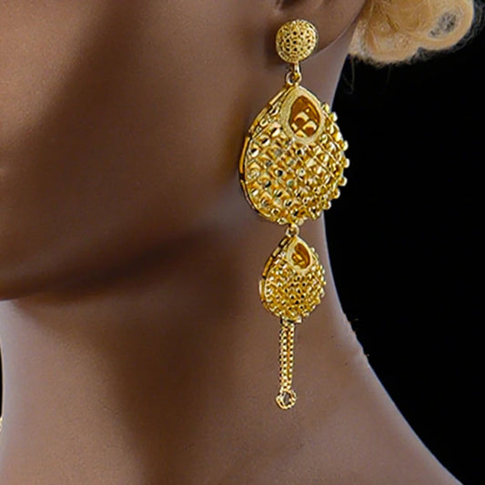 Dubai Luxury Jewelry Sets for Women, Bridal Earrings Necklace Wedding Party Gift, India Spain Charm jewellery woman