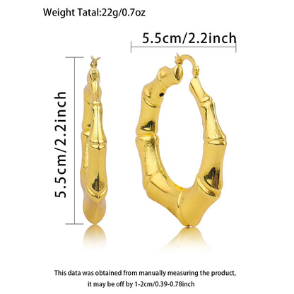 Stainless Steel Bamboo Joint Earrings Fashion Golden Plated Geometric Women's Earrings Engagement Wedding Jewelry Gifts