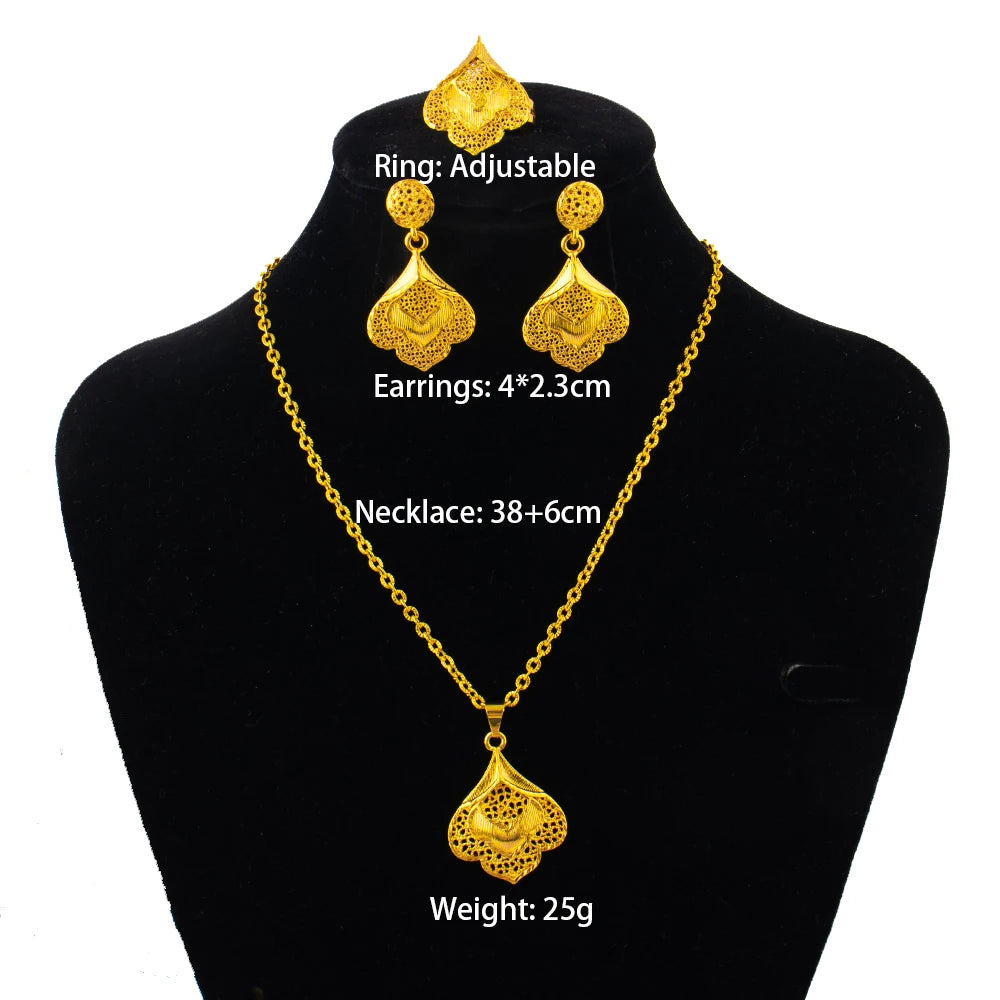 fashion gold jewelry set stainless steel earrings necklaces for women simple Personality gift wedding party Accessories