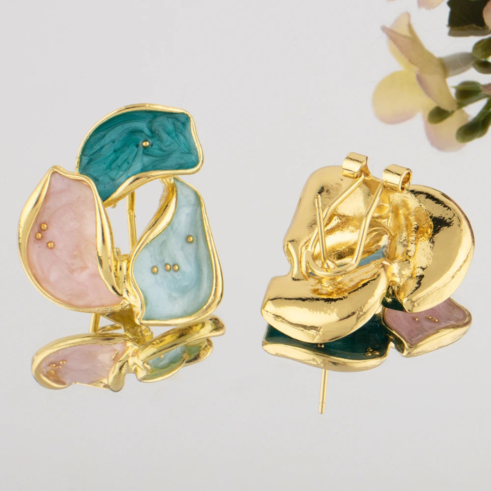 Colorful Earrings Ring Gold Color Bangle For Women Congo America Trendy Jewelry Set Advanced Shine Gift of Party Wedding Casual