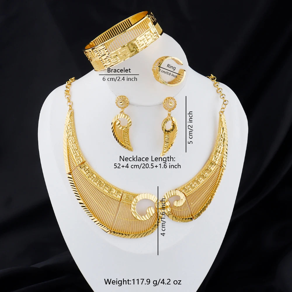 france luxury accessorie 24k gold plated earrings necklaces bracelets ring east jewelry sets dubai jewelry Exquisite gifts