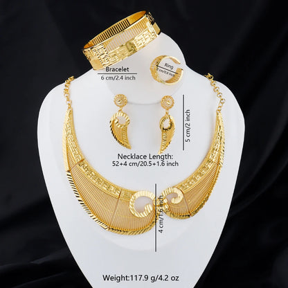 france luxury accessorie 24k gold plated earrings necklaces bracelets ring east jewelry sets dubai jewelry Exquisite gifts