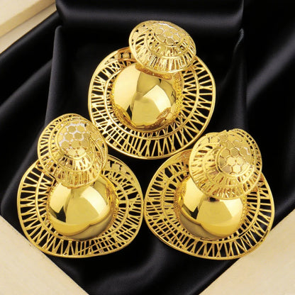 Big Size Earrings And Ring Set 18K Gold Plated Earrings for Women Simple Fashion Jewelry Hot Sale Party Gift 2025 New Style