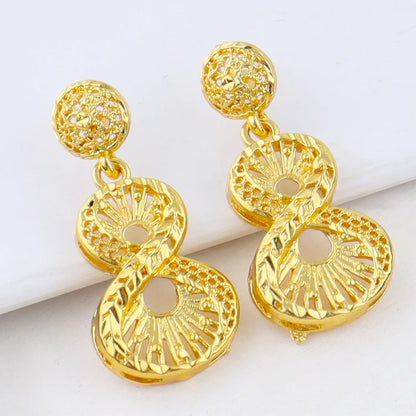 Italy French Gold Plated Light Luxury Necklace Earrings Set for Women Charm Jewelry Gift for Party Wedding Dating Wear
