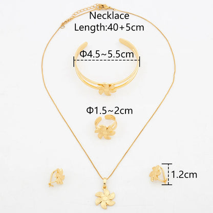 Dubai Trendy Gold Color Jewelry Set for Child Brazil 18K Gold Plated Luxury Jewelry Necklace Earring Bracelet Ring Sets