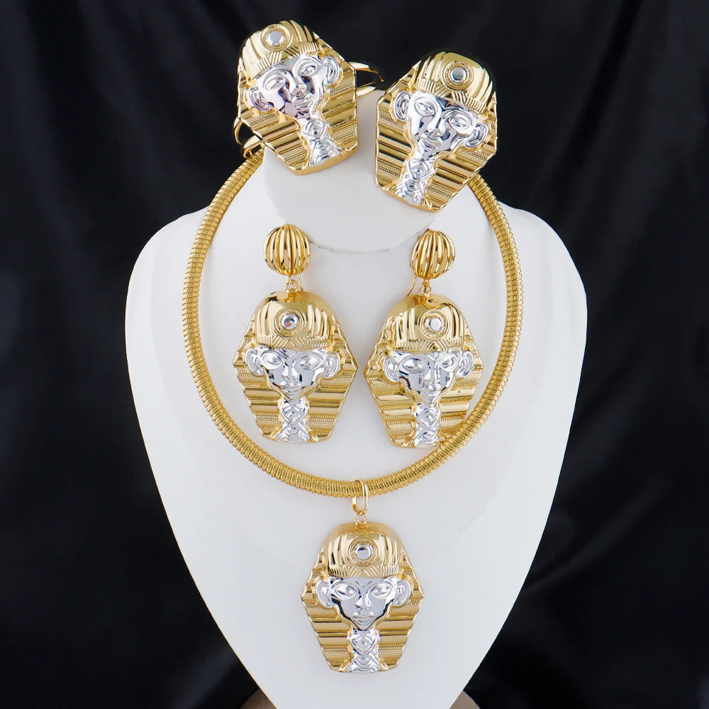 plated jewelry accessories italian hot selling wedding party Egyptian Pharaoh earrings bracelet ring earrings necklace
