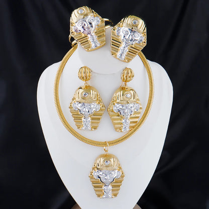 plated jewelry accessories italian hot selling wedding party Egyptian Pharaoh earrings bracelet ring earrings necklace