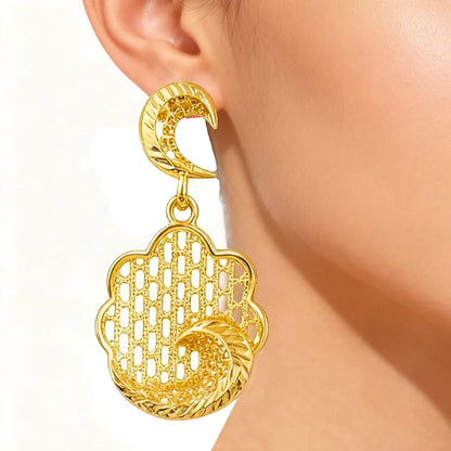 24k plated jewelry gifts hollowing out Necklace and earrings set for women high quality plated jewelry sets gifts