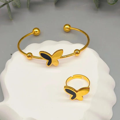 18k Gold Color Stainless Steel Bracelets Rings Adjustable Jewelry on Hand Couple Fashion Bangles Jewellery Accessories Gift