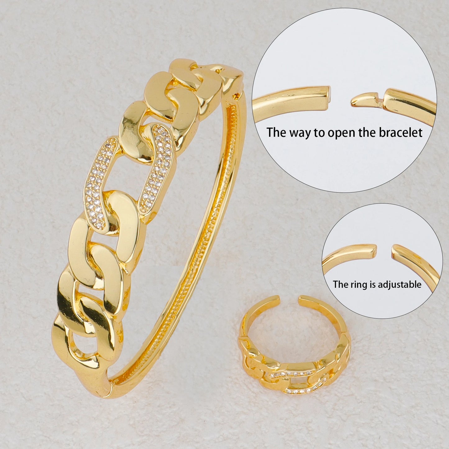 Plated Stainless Steel Eye Zircon Buckle Bracelet for Women Minimal Ins Jewelry Gift Earrings Set