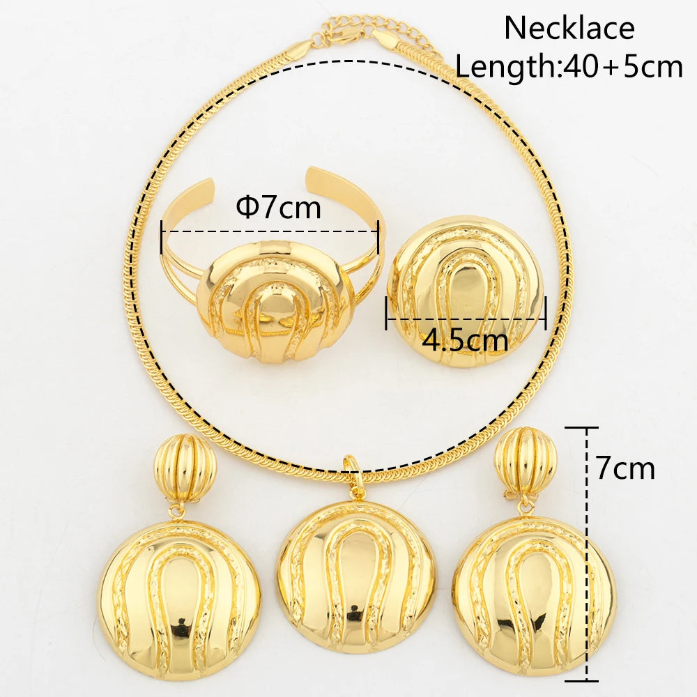 costume jewelry sets for italian gold jewelry sets for woman 18k gold Necklace Bracelet Earrings ring set wedding jewelry set