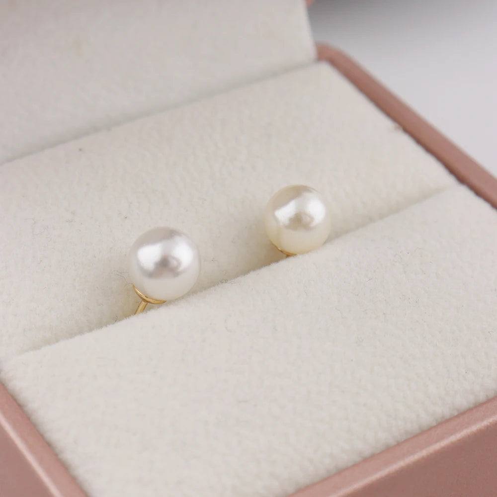 Women Simple Pearl Beads Exquisite Earrings Necklace Gold Color Thin Chain France Gentle Minimalist Daily Wedding Jewelry Set