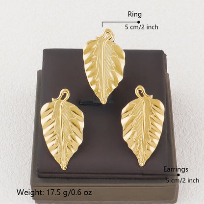 Ladies Luxury Jewelry Clip Earrings Ring 2 Piece Bohemian Earrings Jewelry Set African Bride Engagement Earrings Ring