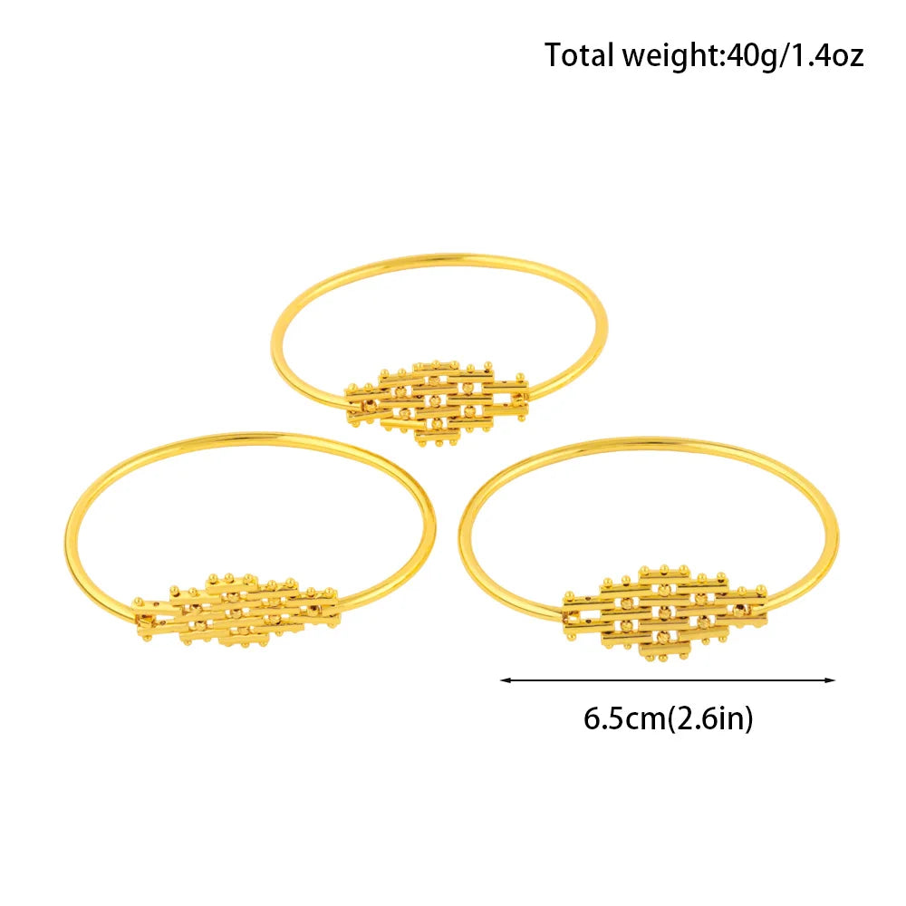 Fashion Gold Color Unique design Bracelets 3pcs Jewelry Set 18K Gold Plated Classic Stacked Bracelets for Women Party Gift
