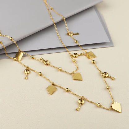 Bohemian Necklace Stainless Steel Waterproof Necklace for Women Inoxidable Gold Color Charm Chic Jewelry Beach Vacation Gift