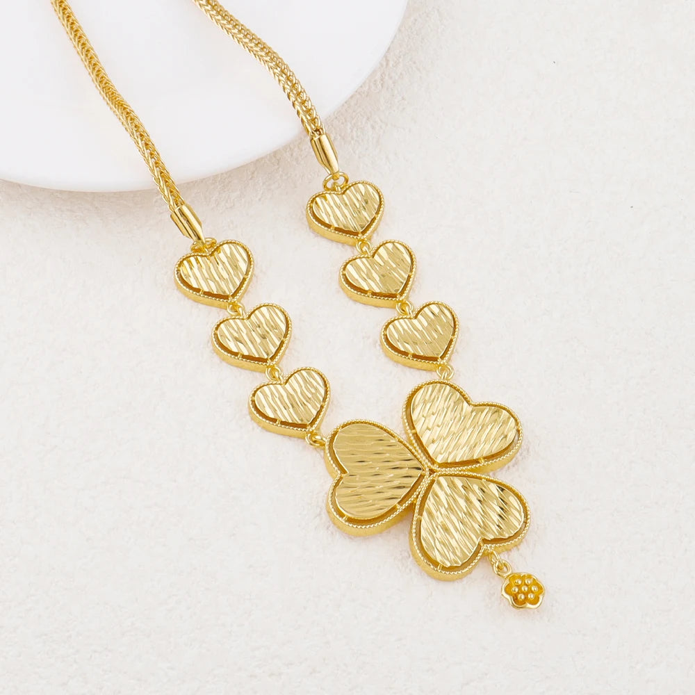 India Dubai Gold Fashion Jewelry Set Women Bridal Necklace Earring Set Nigeria Necklace Love Necklace Wedding Banquet Accessorie