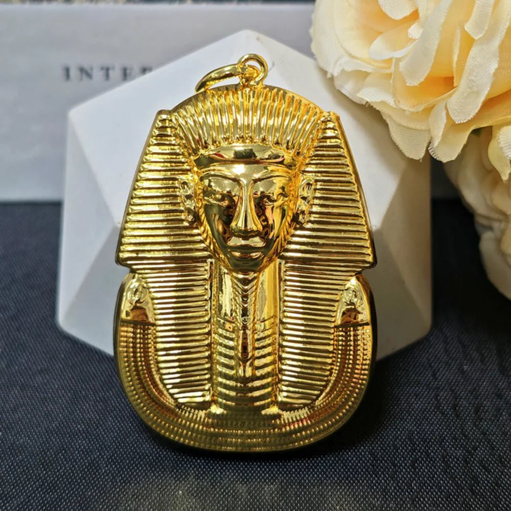 18K Gold Plated Pharaoh Portrait Pendant for Women & Men, Ethiopia Luxury Necklace Charm DIY Jewelry Making, Party Gift Jeweller
