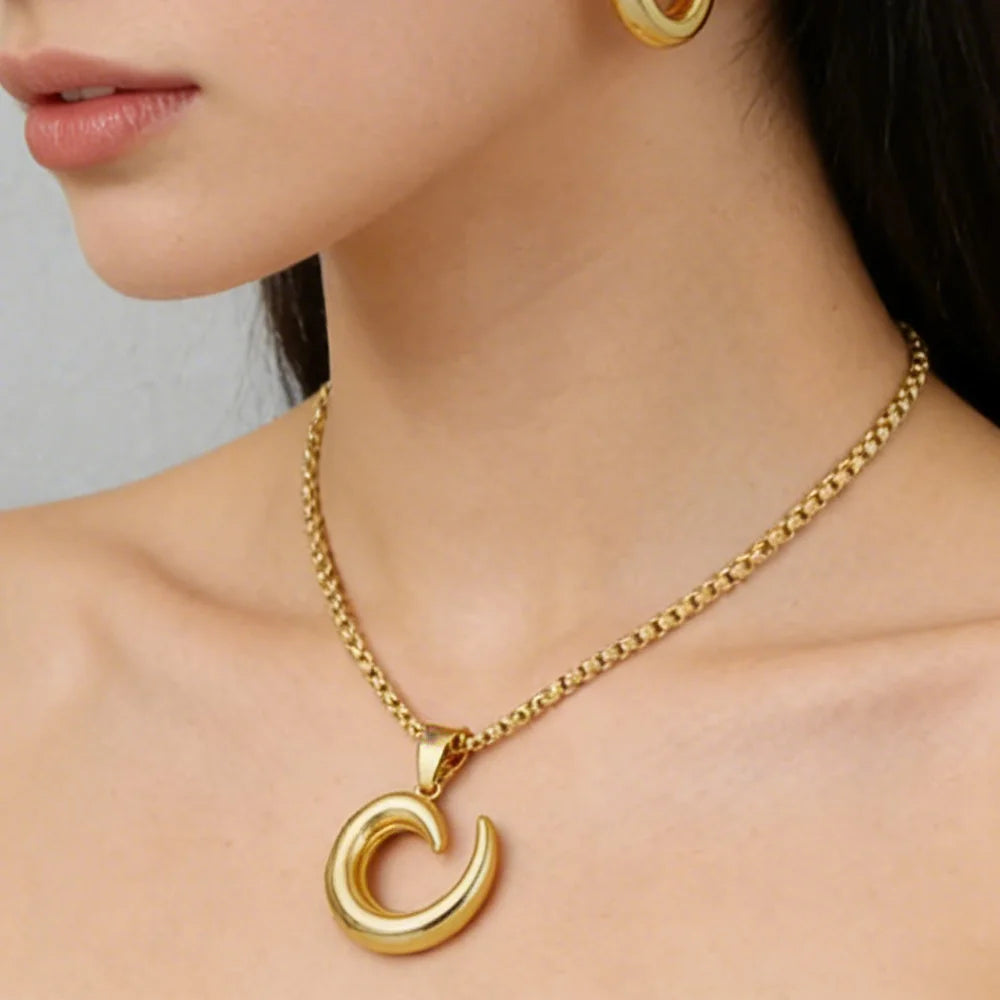 woman star necklace temperament 24k gold color stainless steel earring necklace Trendy Temperament Niche Spiral jewelry gift