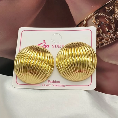 Trendy Round Metal Earrings For Women Gold Color Simple Style Stud Ear Party Holiday Fashion Jewelry Accessories Birthday Gifts