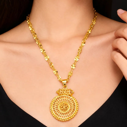 24k plated jewelry gifts ethiopian hollowing out Necklace and earrings rings set for women high quality plated jewelry sets gift