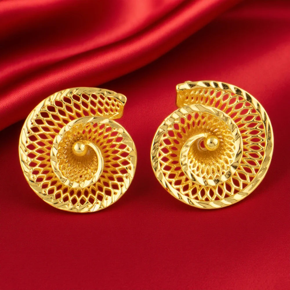 24K Yellow Gold Color  Flower Pendant Necklace Ring Earrings 3pcs Jewelry Set Middle Eastern Luxury Flower Copper Jewelry