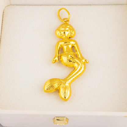 Fashion Mermaid Key Pendant for Women Necklaces Copper Gold Plated Jewelry Accessories Making Component Wholesale