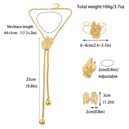 African Italian Dubai Women's Jewelry Set Luxury Long Chain Necklace Earrings Bracelet Ring Clothes Accessories Graduation Gift