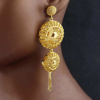 Dubai Fashion Flower Sweater Jewelry Set For Woman Indian Luxury Necklace Earrings 24K Gold-Plated Set For Wedding Party Gifts