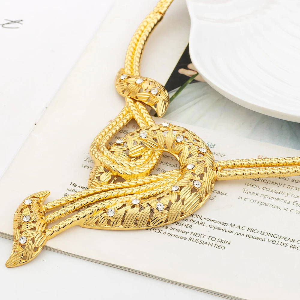 Luxury Gold Plated Jewelry Sets For Women Guitar Shape Italy Dubai Classic Earrings Necklace Jewelry Lady Wedding Party Gift - YUEMING JEWELRY