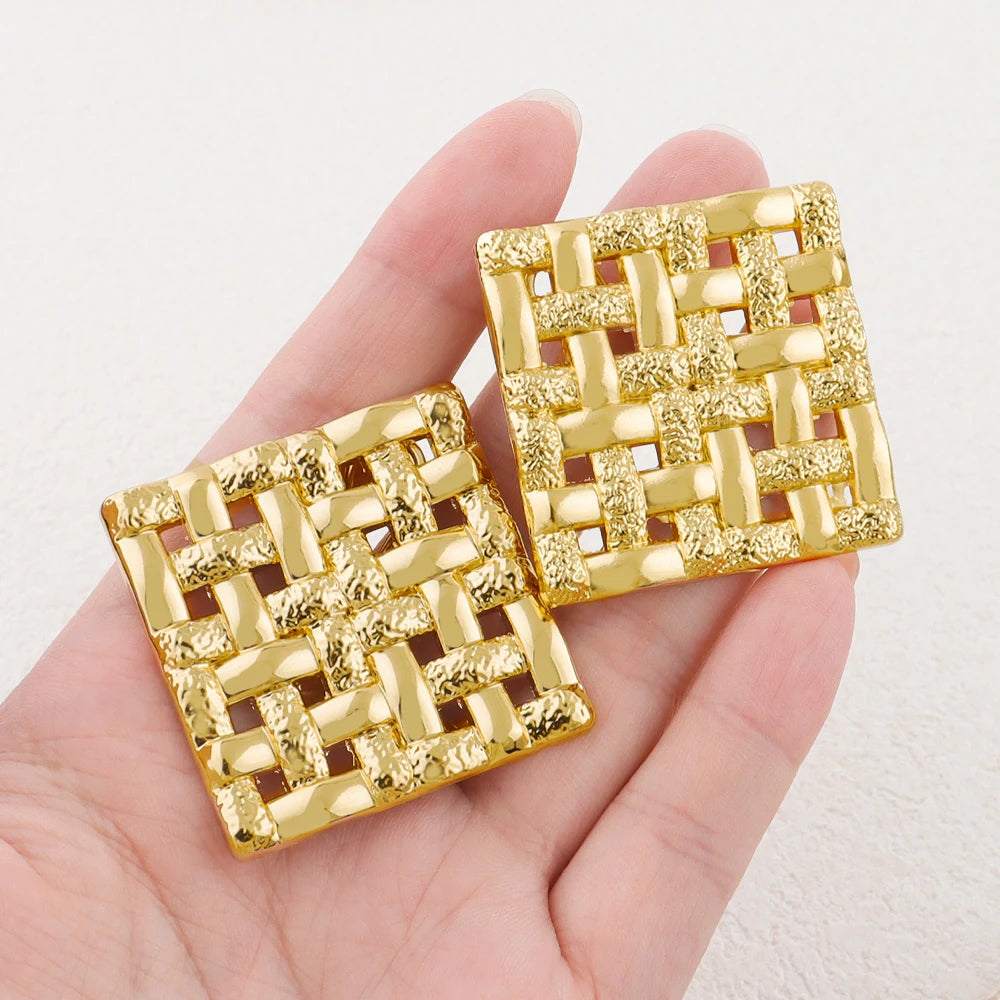 Brazilian Gold Color Clip Earrings Shell Design Ring Fashion Golden Women Hollow Jewelry Set Weddings Party Accessories Gifts