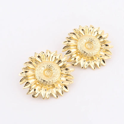 African Sunflower 4Pcs Jewelry Set: Vintage Necklace, Earrings, Bangle & Ring Gift for Women, Party Fashion Jewelry Set