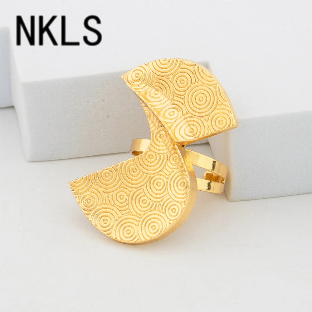 Dubai African Clip Earrings Cuff Bangle & Ring Set, Luxury Jewelry for Women, Wedding Party Gift, Elegant Jewelry Women