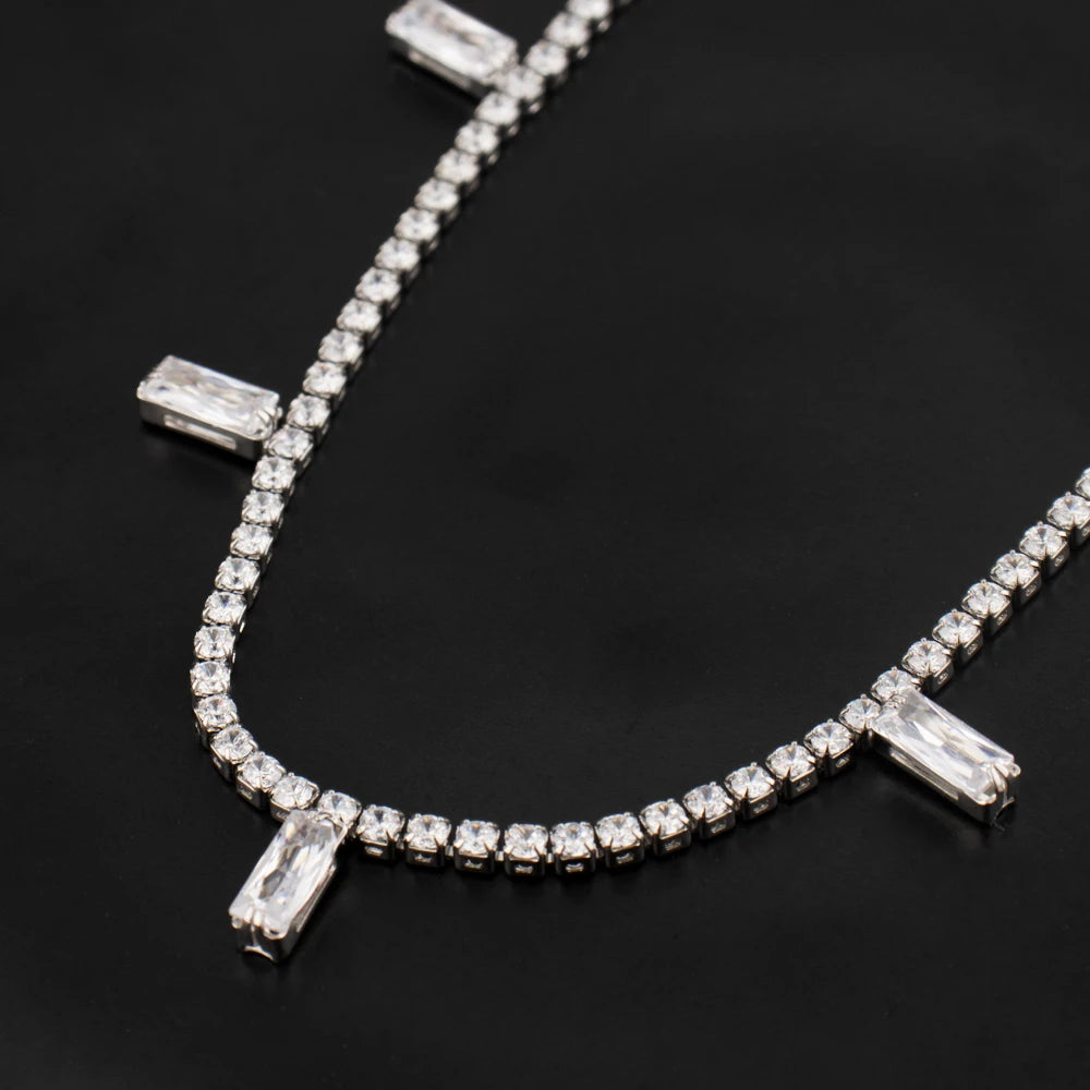France New Trends Stainless Steel Necklace Italy Colorful Cubic Zircon Jewelry Hypoallergenic Clavicle Chain Gift For Graduate