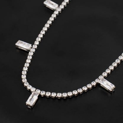 18K Gold France/Italy Stainless Steel CZ Necklace, Hypoallergenic Clavicle Chain Gift for Graduate Women, Colorful Jewelry Set
