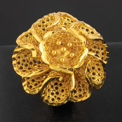 Ethiopia Arab Dubai Gold Plated Rings For Women Resizable 18K Gold Plated Jewelry For Wedding And Party Gifts