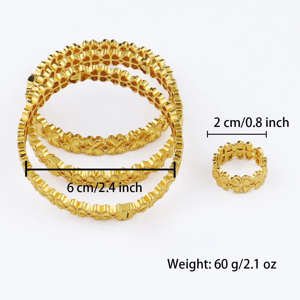 24K Gold Plated Women's bohemian Bracelet dubai flower bangle women east wedding bangles for women Gift free shipping