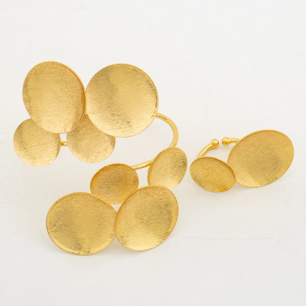 Indian 24k Gold Color Jewelry Metal Punk Party Jewelry for Women Luxury Trendy Female Dubai Statement Jewelry Party Gifts